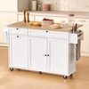 image:imageVEVOR Kitchen Island Cart with Solid Wood Top 354 Width Mobile Carts with Storage Cabinet Rolling Kitchen Table with Spice Rack Towel Rack and Drawer Portable Islands on Wheels White6024D x 2756W x 3543H