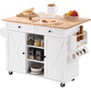 image:imageVEVOR Kitchen Island Cart with Solid Wood Top 354 Width Mobile Carts with Storage Cabinet Rolling Kitchen Table with Spice Rack Towel Rack and Drawer Portable Islands on Wheels White5197D x 2945W x 3528H