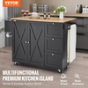 image:imageVEVOR Kitchen Island Cart with Solid Wood Top 354 Width Mobile Carts with Storage Cabinet Rolling Kitchen Table with Spice Rack Towel Rack and Drawer Portable Islands on Wheels White453 W Drop Leaf Black