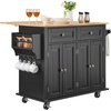 image:imageVEVOR Kitchen Island Cart with Solid Wood Top 354 Width Mobile Carts with Storage Cabinet Rolling Kitchen Table with Spice Rack Towel Rack and Drawer Portable Islands on Wheels White354 W Drop Leaf