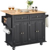 image:imageVEVOR Kitchen Island Cart with Solid Wood Top 354 Width Mobile Carts with Storage Cabinet Rolling Kitchen Table with Spice Rack Towel Rack and Drawer Portable Islands on Wheels White354 W Drop Leaf
