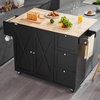 image:imageVEVOR Kitchen Island Cart with Solid Wood Top 354 Width Mobile Carts with Storage Cabinet Rolling Kitchen Table with Spice Rack Towel Rack and Drawer Portable Islands on Wheels White453 W Drop Leaf Black
