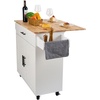 image:imageVEVOR Kitchen Island Cart with Solid Wood Top 354 Width Mobile Carts with Storage Cabinet Rolling Kitchen Table with Spice Rack Towel Rack and Drawer Portable Islands on Wheels White354 W Drop Leaf