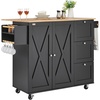 image:imageVEVOR Kitchen Island Cart with Solid Wood Top 354 Width Mobile Carts with Storage Cabinet Rolling Kitchen Table with Spice Rack Towel Rack and Drawer Portable Islands on Wheels White453 W Drop Leaf Black