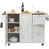 image:imageVEVOR Kitchen Island Cart with Solid Wood Top 354 Width Mobile Carts with Storage Cabinet Rolling Kitchen Table with Spice Rack Towel Rack and Drawer Portable Islands on Wheels White453 W Drop Leaf White