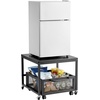 image:imageVEVOR Mini Fridge Stand with Storage 198 lbs Mini Fridge Table with Movable Storage Cart amp Swivel Wheels Beverage Refrigerator Stand for Coffee Bar Mini Fridge Organizer for Home Dorm Light BrownBlack
