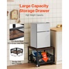 image:imageVEVOR Mini Fridge Stand with Storage 198 lbs Mini Fridge Table with Movable Storage Cart amp Swivel Wheels Beverage Refrigerator Stand for Coffee Bar Mini Fridge Organizer for Home Dorm Light BrownDark Brown