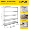 image:imageVEVOR Storage Shelf 5Tier Storage Shelving Unit Stainless Steel Garage Shelf Heavy Duty Storage Shelving 1650 Lbs Total Capacity with Adjustable Height5Tier 60x185x72