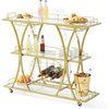 image:imageVEVOR Bar Cart Gold 3 Tiers Home Bar Serving Cart on Lockable Wheels Rolling Alcohol Cart with Tempered Glass Shelves Guardrail Wine Rack Modern Wine Cart for Home Kitchen Dining and Living RoomGold