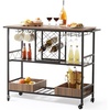 image:imageVEVOR Bar Cart Gold 3 Tiers Home Bar Serving Cart on Lockable Wheels Rolling Alcohol Cart with Tempered Glass Shelves Guardrail Wine Rack Modern Wine Cart for Home Kitchen Dining and Living RoomBlack