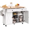 image:imageVEVOR Kitchen Island Cart with Solid Wood Top 354 Width Mobile Carts with Storage Cabinet Rolling Kitchen Table with Spice Rack Towel Rack and Drawer Portable Islands on Wheels White5197D x 2945W x 3528H