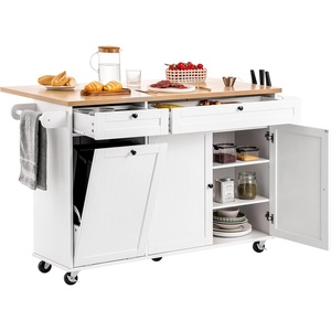 image:imageVEVOR Kitchen Island Cart with Solid Wood Top 354 Width Mobile Carts with Storage Cabinet Rolling Kitchen Table with Spice Rack Towel Rack and Drawer Portable Islands on Wheels White6024D x 2756W x 3543H