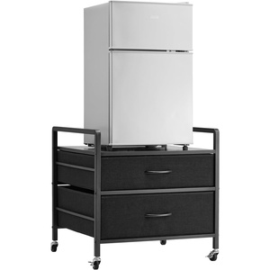 image:imageVEVOR Mini Fridge Stand with Storage 198 lbs Mini Fridge Table with Movable Storage Cart amp Swivel Wheels Beverage Refrigerator Stand for Coffee Bar Mini Fridge Organizer for Home Dorm Light BrownBlack