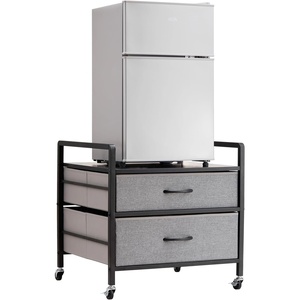 image:imageVEVOR Mini Fridge Stand with Storage 198 lbs Mini Fridge Table with Movable Storage Cart amp Swivel Wheels Beverage Refrigerator Stand for Coffee Bar Mini Fridge Organizer for Home Dorm Light BrownGrey