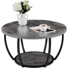 image:imageVEVOR Round Coffee Table Modern Coffee Table 2 Tiers Wooden Circle Center Desk with Open Storage Minimalist Sturdy Metal Frame Accent End Desk for Living Room Office Easy Assembly Rustic BrownGrey