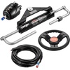 image:imageVEVOR Hydraulic Outboard Steering Kit 90150300HP Helm Pump Marine Boat Hydraulic Steering System 135 inch Steering Wheel with 1026 ft Hydraulic Nylon Hose Option150hp With 26hose