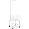 image:imageVEVOR Metal Rolling Laundry Basket with Hanging Garment Rack Laundry Hamper Cart Adjustable Height with Basket Load and Shelf Load Storage Organizer with Heavy Duty Lockable WheelsWhite