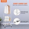 image:imageVEVOR Metal Rolling Laundry Basket with Hanging Garment Rack Laundry Hamper Cart Adjustable Height with Basket Load and Shelf Load Storage Organizer with Heavy Duty Lockable WheelsWhite
