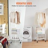 image:imageVEVOR Metal Rolling Laundry Basket with Hanging Garment Rack Laundry Hamper Cart Adjustable Height with Basket Load and Shelf Load Storage Organizer with Heavy Duty Lockable WheelsWhite