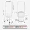image:imageVEVOR Metal Rolling Laundry Basket with Hanging Garment Rack Laundry Hamper Cart Adjustable Height with Basket Load and Shelf Load Storage Organizer with Heavy Duty Lockable WheelsWhite