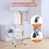 image:imageVEVOR Metal Rolling Laundry Basket with Hanging Garment Rack Laundry Hamper Cart Adjustable Height with Basket Load and Shelf Load Storage Organizer with Heavy Duty Lockable WheelsWhite