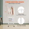 image:imageVEVOR Metal Rolling Laundry Basket with Hanging Garment Rack Laundry Hamper Cart Adjustable Height with Basket Load and Shelf Load Storage Organizer with Heavy Duty Lockable WheelsWhite