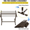image:imageVEVOR Pool Towel Rack 5 Bar Brown Freestanding Outdoor PVC TShape Poolside Storage Organizer Include 8 Towel Clips Mesh Bag Hook Also Stores Floats and Paddles for Beach Swimming Pool HomeBrown