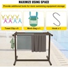 image:imageVEVOR Pool Towel Rack 5 Bar Brown Freestanding Outdoor PVC TShape Poolside Storage Organizer Include 8 Towel Clips Mesh Bag Hook Also Stores Floats and Paddles for Beach Swimming Pool HomeBrown