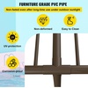image:imageVEVOR Pool Towel Rack 5 Bar Brown Freestanding Outdoor PVC TShape Poolside Storage Organizer Include 8 Towel Clips Mesh Bag Hook Also Stores Floats and Paddles for Beach Swimming Pool HomeBrown