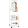 image:imageVEVOR Metal Rolling Laundry Basket with Hanging Garment Rack Laundry Hamper Cart Adjustable Height with Basket Load and Shelf Load Storage Organizer with Heavy Duty Lockable WheelsWhite