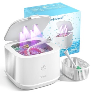 image:imageUltrasonic Retainer Cleaner Phniti 48kHz Professional Ultrasonic Cleaner Machine for Retainers Jewelry Dentures Mouth Guard Aligner Toothbrush Heads 13OZ Portable Dental CleaningWhite