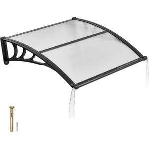 image:imageVEVOR Awnings for Door Entrance 24 x 24 Window Door Awning Canopy Exterior with Drainage amp ABS Bracket Polycarbonate Cover Patio Door Awnings for Sun UV Rain Snow ProtectionSmoky GrayTransparent