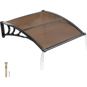 image:imageVEVOR Awnings for Door Entrance 24 x 24 Window Door Awning Canopy Exterior with Drainage amp ABS Bracket Polycarbonate Cover Patio Door Awnings for Sun UV Rain Snow ProtectionSmoky GrayBrown