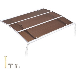 image:imageVEVOR Awnings for Door Entrance 24 x 24 Window Door Awning Canopy Exterior with Drainage amp ABS Bracket Polycarbonate Cover Patio Door Awnings for Sun UV Rain Snow ProtectionSmoky GrayBrownMetal Bracket