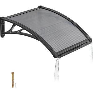 image:imageVEVOR Awnings for Door Entrance 24 x 24 Window Door Awning Canopy Exterior with Drainage amp ABS Bracket Polycarbonate Cover Patio Door Awnings for Sun UV Rain Snow ProtectionSmoky GraySmoke Gray