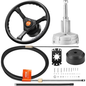 image:imageVEVOR Boat Steering System Kit 10111213141516FT Outboard Boat Steering Control Cable 135 Steering Wheel 34 Tapered Shaft Alloy Marine Steering System for Yachts Fishing Boats13FT