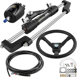 image:imageVEVOR Hydraulic Outboard Steering Kit 90150300HP Helm Pump Marine Boat Hydraulic Steering System 135 inch Steering Wheel with 1026 ft Hydraulic Nylon Hose Option300hp With 14hose