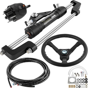 image:imageVEVOR Hydraulic Outboard Steering Kit 90150300HP Helm Pump Marine Boat Hydraulic Steering System 135 inch Steering Wheel with 1026 ft Hydraulic Nylon Hose Option300hp With 18hose