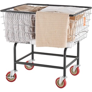 image:imageVEVOR Wire Laundry Cart 28Bushel Wire Laundry Basket with Wheels 267x217x264 Commercial Basket Cart Steel Frame with Chrome Finish 4 Casters28 Bushel267x217x264