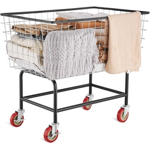 image:imageVEVOR Wire Laundry Cart 28Bushel Wire Laundry Basket with Wheels 267x217x264 Commercial Basket Cart Steel Frame with Chrome Finish 4 Casters38 Bushel325x213x299
