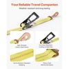 image:imageVEVOR Ratchet Tie Down Straps Kit 2 x 120 Tire Straps 5512 LBS Working Load 11023 LBS Breaking Strength Car Tie Down Straps with Snap Hooks for Passenger Car Truck Trailer 4PackTireStyle with Spring Hook