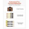 image:imageVEVOR Ratchet Tie Down Straps Kit 2 x 120 Tire Straps 5512 LBS Working Load 11023 LBS Breaking Strength Car Tie Down Straps with Snap Hooks for Passenger Car Truck Trailer 4PackTireStyle with flat hook