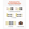 image:imageVEVOR Ratchet Tie Down Straps Kit 2 x 120 Tire Straps 5512 LBS Working Load 11023 LBS Breaking Strength Car Tie Down Straps with Snap Hooks for Passenger Car Truck Trailer 4PackTireStyle with Spring Hook