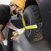 image:imageVEVOR Ratchet Tie Down Straps Kit 2 x 120 Tire Straps 5512 LBS Working Load 11023 LBS Breaking Strength Car Tie Down Straps with Snap Hooks for Passenger Car Truck Trailer 4PackTireStyle with Heavy Duty HookYellow