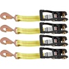 image:imageVEVOR Ratchet Tie Down Straps Kit 2 x 120 Tire Straps 5512 LBS Working Load 11023 LBS Breaking Strength Car Tie Down Straps with Snap Hooks for Passenger Car Truck Trailer 4PackTireStyle with Spring Hook