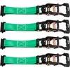 image:imageVEVOR Ratchet Tie Down Straps Kit 2 x 120 Tire Straps 5512 LBS Working Load 11023 LBS Breaking Strength Car Tie Down Straps with Snap Hooks for Passenger Car Truck Trailer 4PackChockStyle with 4 sets
