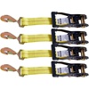 image:imageVEVOR Ratchet Tie Down Straps Kit 2 x 120 Tire Straps 5512 LBS Working Load 11023 LBS Breaking Strength Car Tie Down Straps with Snap Hooks for Passenger Car Truck Trailer 4PackAxleType with Spring HookYellow
