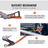 image:imageVEVOR Ratchet Tie Down Straps Kit 2 x 120 Tire Straps 5512 LBS Working Load 11023 LBS Breaking Strength Car Tie Down Straps with Snap Hooks for Passenger Car Truck Trailer 4PackAxleType with Spring HookOrange