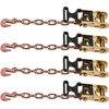 image:imageVEVOR Ratchet Tie Down Straps Kit 2 x 120 Tire Straps 5512 LBS Working Load 11023 LBS Breaking Strength Car Tie Down Straps with Snap Hooks for Passenger Car Truck Trailer 4PackTireStyle with Heavy Duty HookYellow