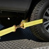image:imageVEVOR Ratchet Tie Down Straps Kit 2 x 120 Tire Straps 5512 LBS Working Load 11023 LBS Breaking Strength Car Tie Down Straps with Snap Hooks for Passenger Car Truck Trailer 4PackAxleType with Spring HookYellow